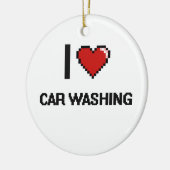 I Love Car Washing Digital Retro Design Keramisch Ornament (Links)