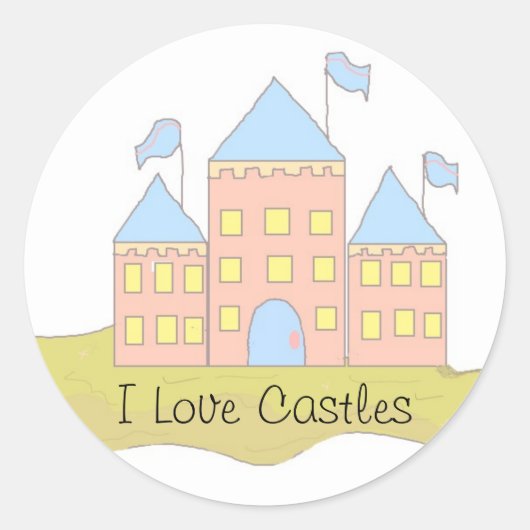 I Love Castles Ronde Sticker (Voorkant)