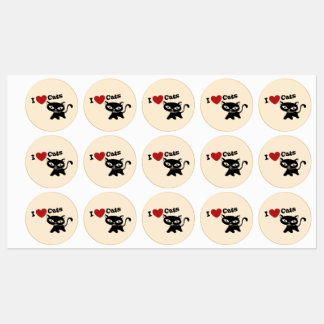 I Love Cat Labels