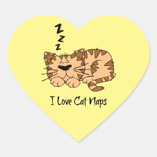 I Love Cat Naps, Coeur Sticker (Devant)