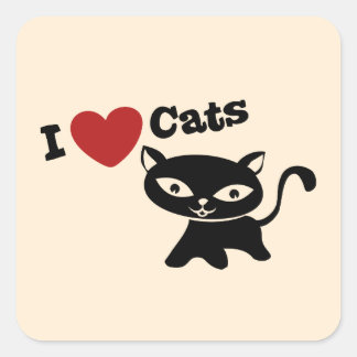 I Love Cat Vierkante Sticker