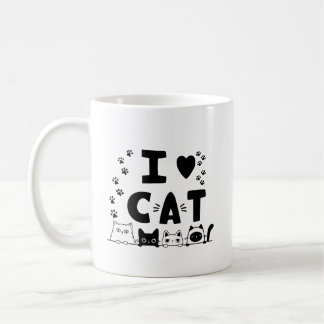 I Love Cats Mug - Cute Cat Print Coffee Cup - Cade