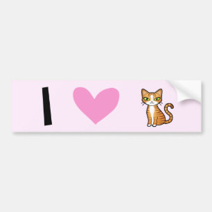 I Love Cats (ontwerp je eigen cartoon kat) Bumpersticker