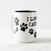 I Love Cats Pawprints Design Coffee Mug (Devant gauche)