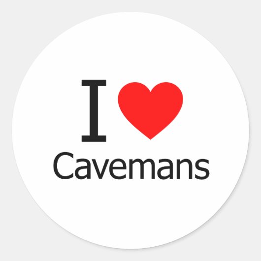 I Love Cavemans Ronde Sticker (Voorkant)