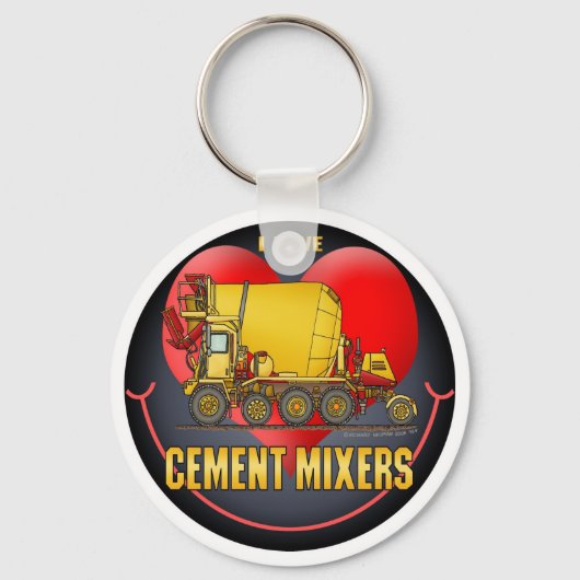 I Love Cement Mixer Trucks Sleutelhanger (Voorkant)