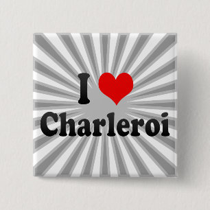 I Love Charleroi, België Vierkante Button 5,1 Cm
