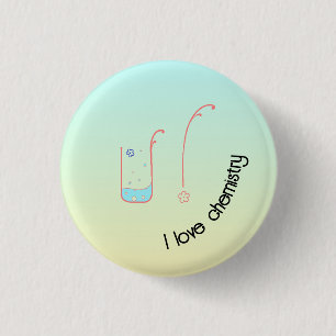 I Love Chemistry knop met bekerontwerp Ronde Button 3,2 Cm