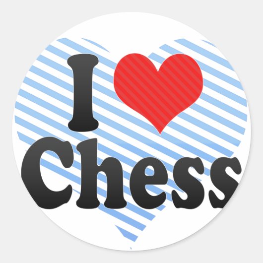 I Love Chess Ronde Sticker (Voorkant)