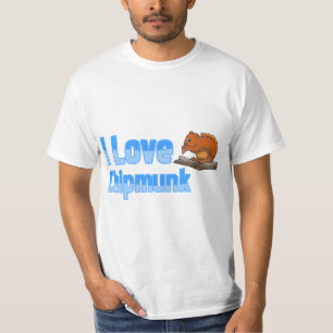I Love Chipmunk Blue Text Brown Chipmunk T-shirt