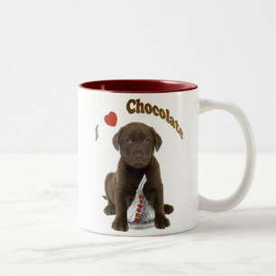 I Love Chocolate Kisses (Lab Puppy) Tweekleurige Koffiemok