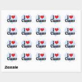 I Love Clams Ronde Sticker (Vel)