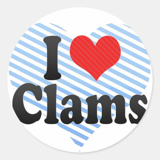 I Love Clams Ronde Sticker (Voorkant)