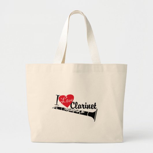I Love Clarinet Grote Tote Bag (Voorkant)