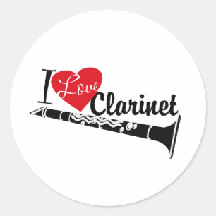 I Love Clarinet Ronde Sticker
