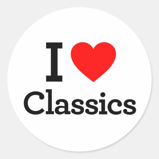 I Love Classics Ronde Sticker (Voorkant)