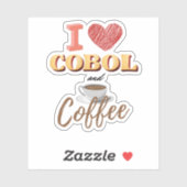 I Love Cobol Programming and Coffee Sticker (Vel)