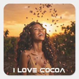 I LOVE COCOA VIERKANTE STICKER
