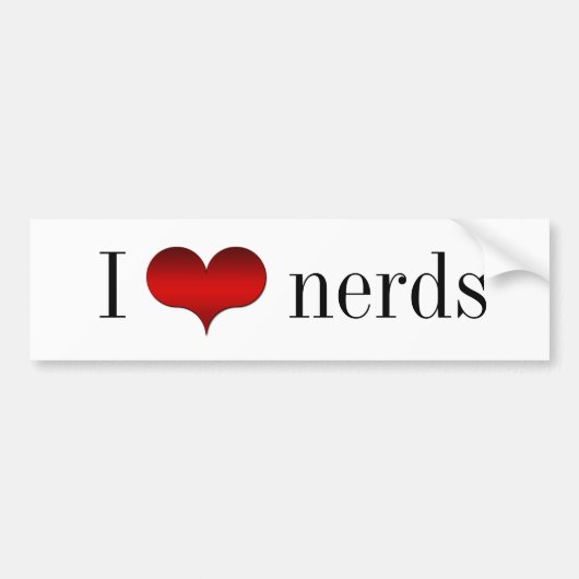 I Love (Coeur) Nerds Bumper Sticker (Devant)