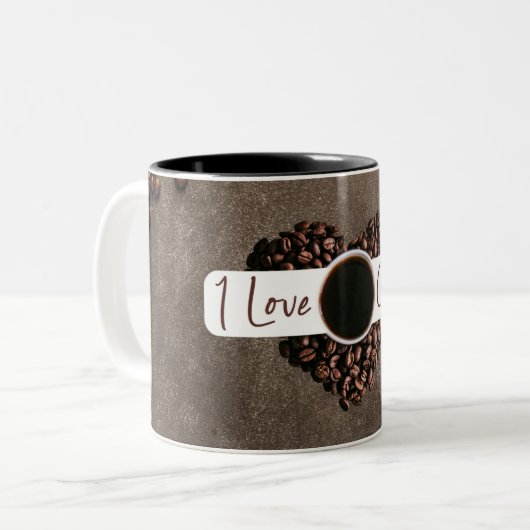 "I Love Coffee" Avec Coffee Beans Heart Mug (Devant gauche)