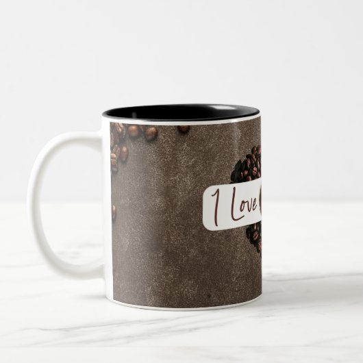 "I Love Coffee" Avec Coffee Beans Heart Mug (Gauche)
