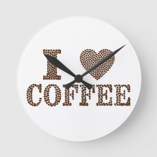 I Love Coffee Beans Wall Art Ronde Klok