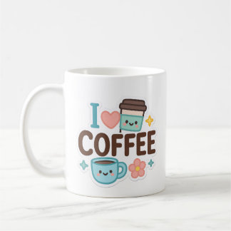 I Love Coffee Cute Kawaii Sticker – Adorable Coffe Koffiemok