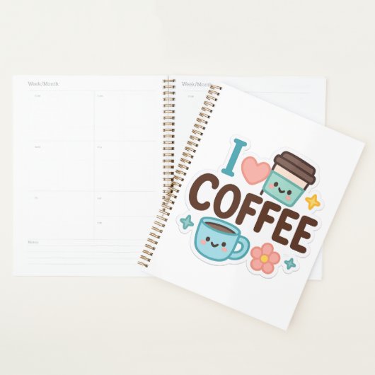 I Love Coffee Cute Kawaii Sticker – Adorable Coffe Planner (Display)