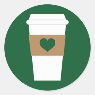I Love Coffee Disposable Coffee Cup Ronde Sticker