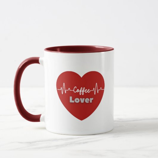 I Love Coffee Red Heartbeat Mug - Unique cadeau (Gauche)