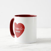 I Love Coffee Red Heartbeat Mug - Unique cadeau (Devant gauche)