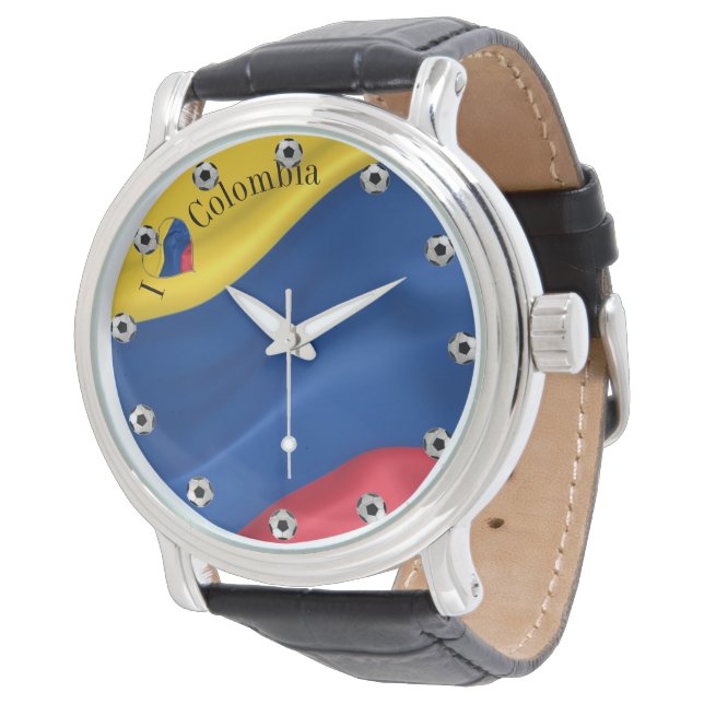 I Love Colombia Flag Horloge (Gekanteld)