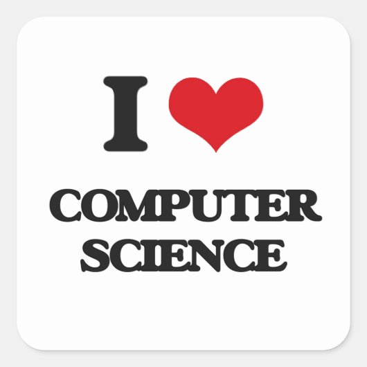 I Love Computer Science Vierkante Sticker (Voorkant)