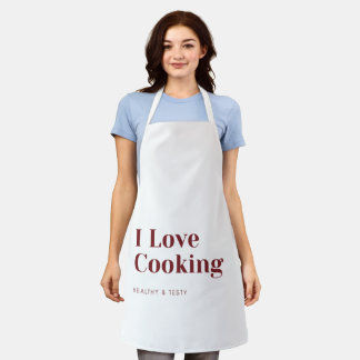 I Love Cooking Apron Healthy & Tasty Kitchen Wear  Schort