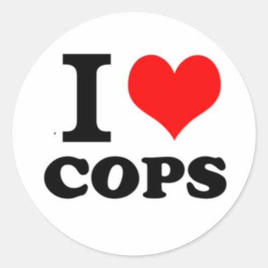 I Love Cops Ronde Sticker (Voorkant)