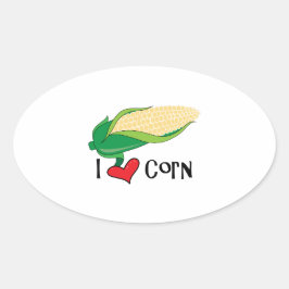 I Love Corn Ovale Sticker