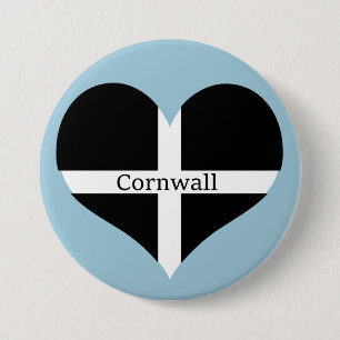 I Love Cornwall St Piran Flag Heart Design Ronde Button 7,6 Cm