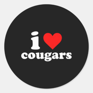 I Love Cougars Ronde Sticker