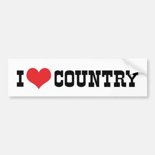 I Love Country Music Bumpersticker (Voorkant)