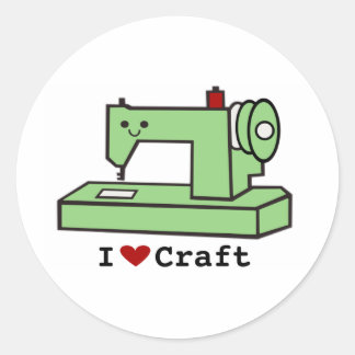 I Love Craft- Kawaii Sewing Machine Ronde Sticker