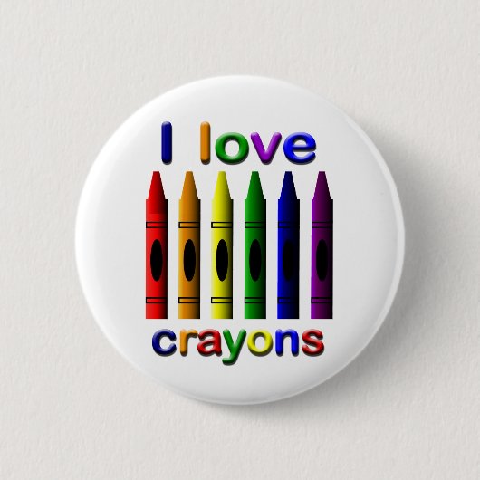 I Love Crayons Pin Back Button (Voorkant)