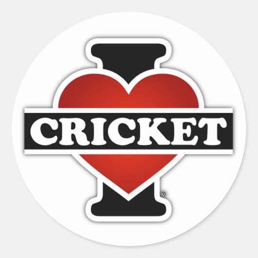 I Love Cricket Ronde Sticker (Voorkant)