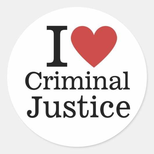 I ❤️ Love Criminal Justice voor Student / Facultei Ronde Sticker (Voorkant)