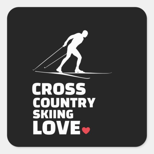 I love cross country skiing Stylish cross Vierkante Sticker (Voorkant)