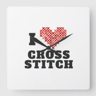 I Love Cross Stitch Vierkante Klok