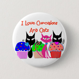 "I love cupcakes and cats" — Cupcake Lovers Gift Ronde Button 5,7 Cm
