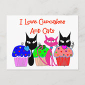 "I love cupcakes and cats" — Cupcake Lovers Gifts Briefkaart (Voorkant)
