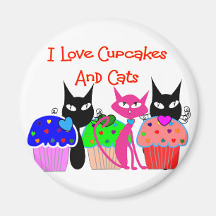 "I love cupcakes and cats" — Cupcake Lovers Gifts Magneet