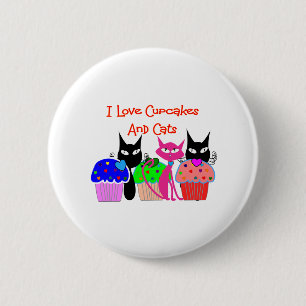 "I love cupcakes and cats" — Cupcake Lovers Gifts Ronde Button 5,7 Cm