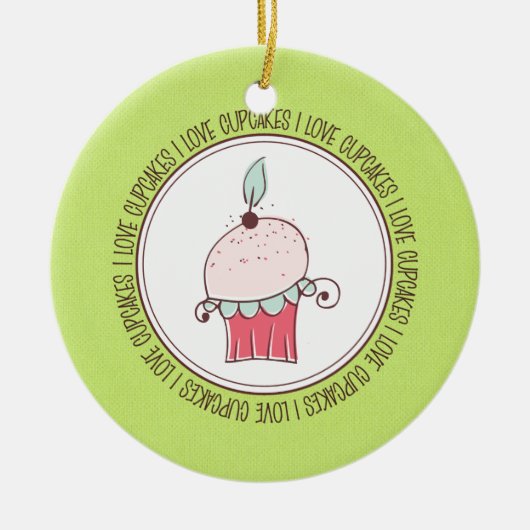 I Love Cupcakes Céramique Noël Ornements (Devant)